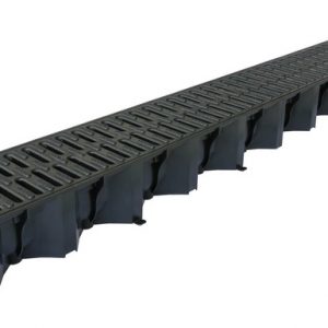 Aco 1metre Black Polypropylene Drianage Channel 125mm x 80mm wide with Black Grille